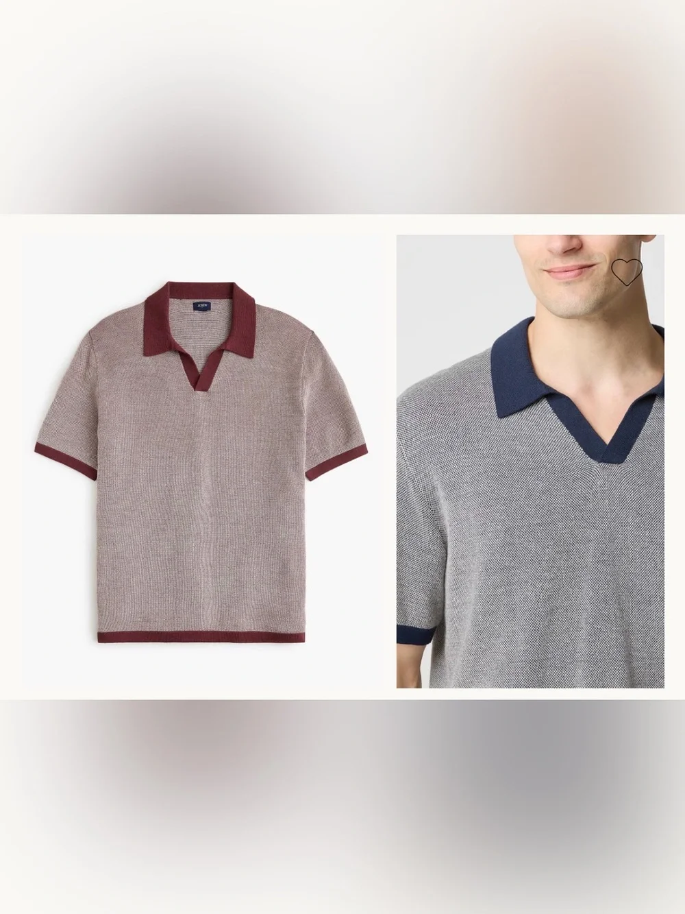 J. Crew Merino wool-blend johnny-collar sweater-polo size Medium preppy